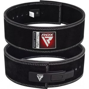 RDX Leather Powerlifting Belt with Buckle in Black