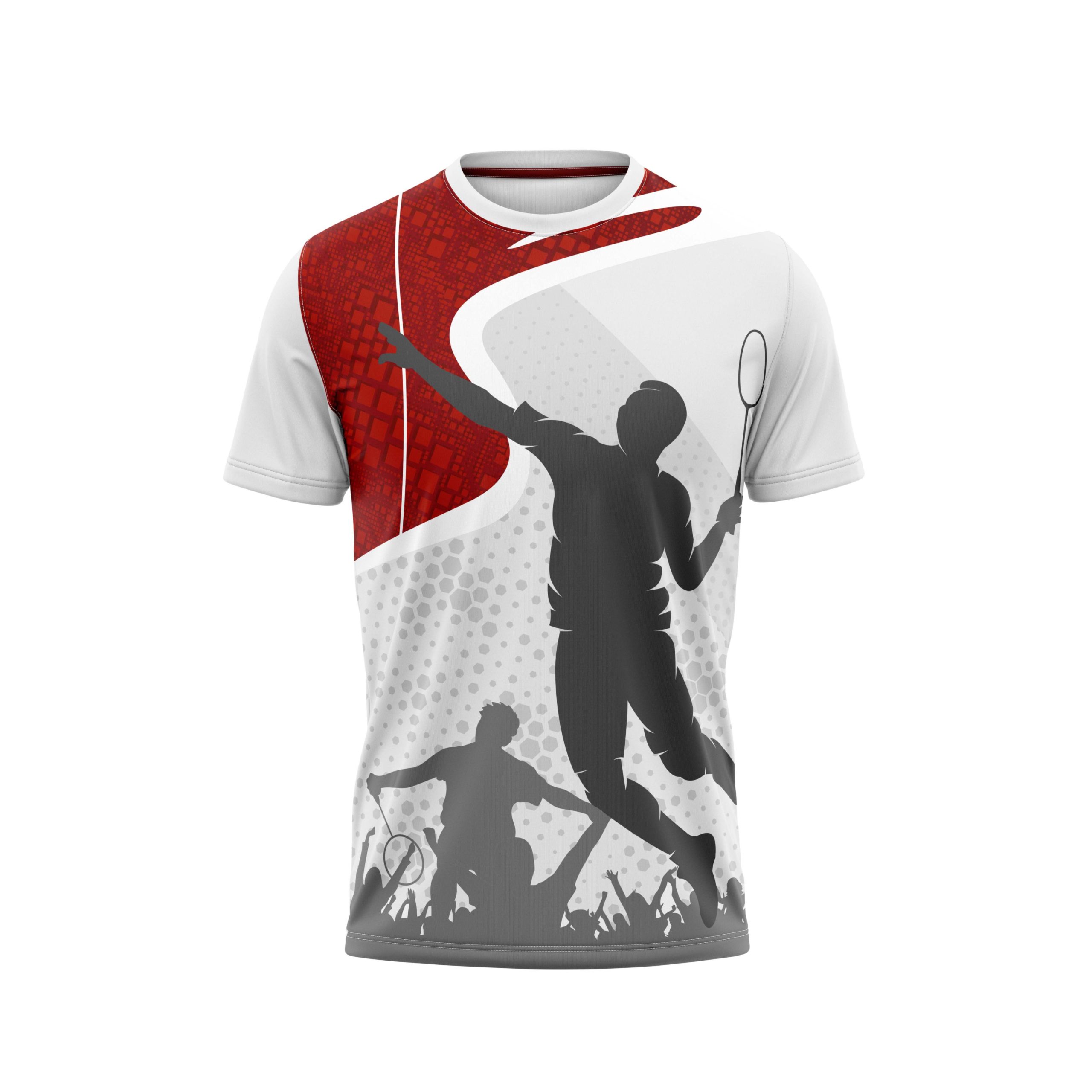 Grey Red Badminton Custom Jersey