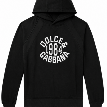Black Pullover Hoodie with Circular Graphic Print