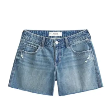 Medium Wash Blue High-Rise Straight Leg Denim Shorts