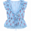 Light Blue Floral Ruffle Peplum Top