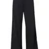 Black Wide-Leg Flared Athletic Pants with Elastic Waistband