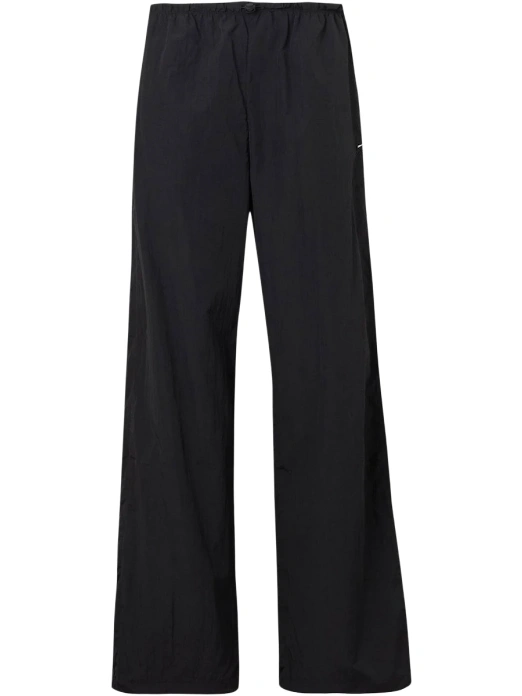 Black Wide-Leg Flared Athletic Pants with Elastic Waistband