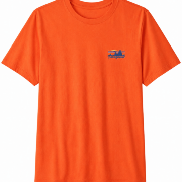 Bright Orange Crewneck T-Shirt with Mountain Graphic