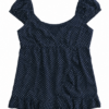 Navy Blue Polka Dot Scoop Neck Swing Top