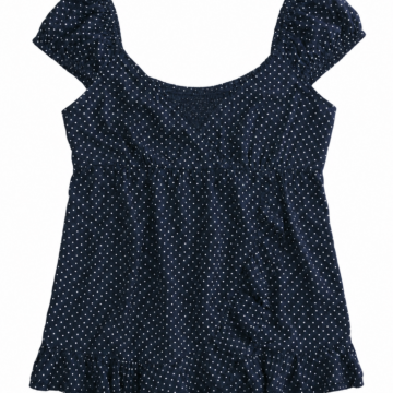 Navy Blue Polka Dot Scoop Neck Swing Top
