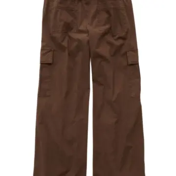 Brown Wide-Leg Cargo Pants with Drawstring Hem