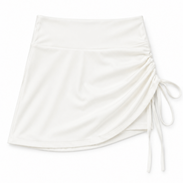 White Ruched A-Line Mini Skirt