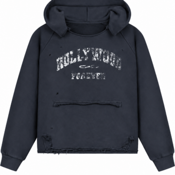 Black Distressed Graphic Hoodie