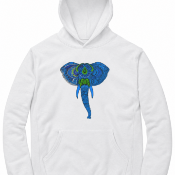 White Graphic Print Hoodie