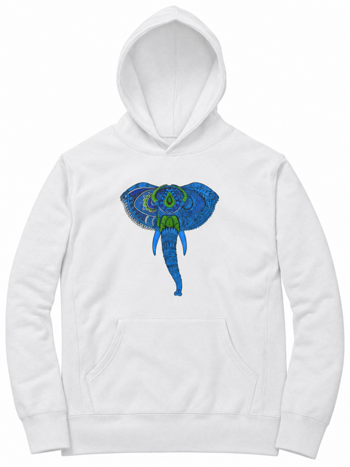 White Graphic Print Hoodie
