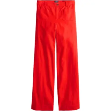 Red Wide-Leg Trousers with Button Fly