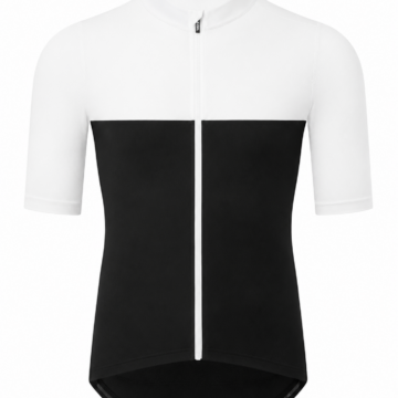 White and Black Color Block Slim Fit Cycling Jersey