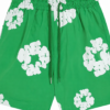 Green Floral Print Drawstring Shorts