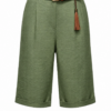 Olive Green Wide-Leg Cropped Culotte Pants with Belt